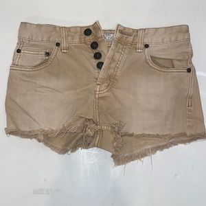 Free People Khaki jean shorts size 25